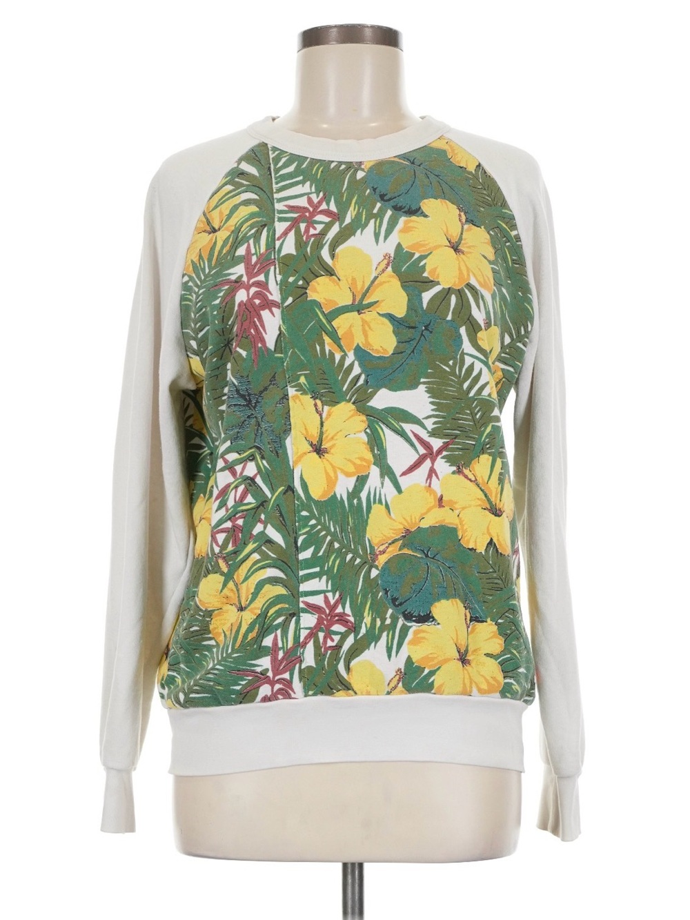 Aviator Nation Tropical Hibiscus Pullover - Yellow, Green Cream size medium VGUC - Picture 16 of 16